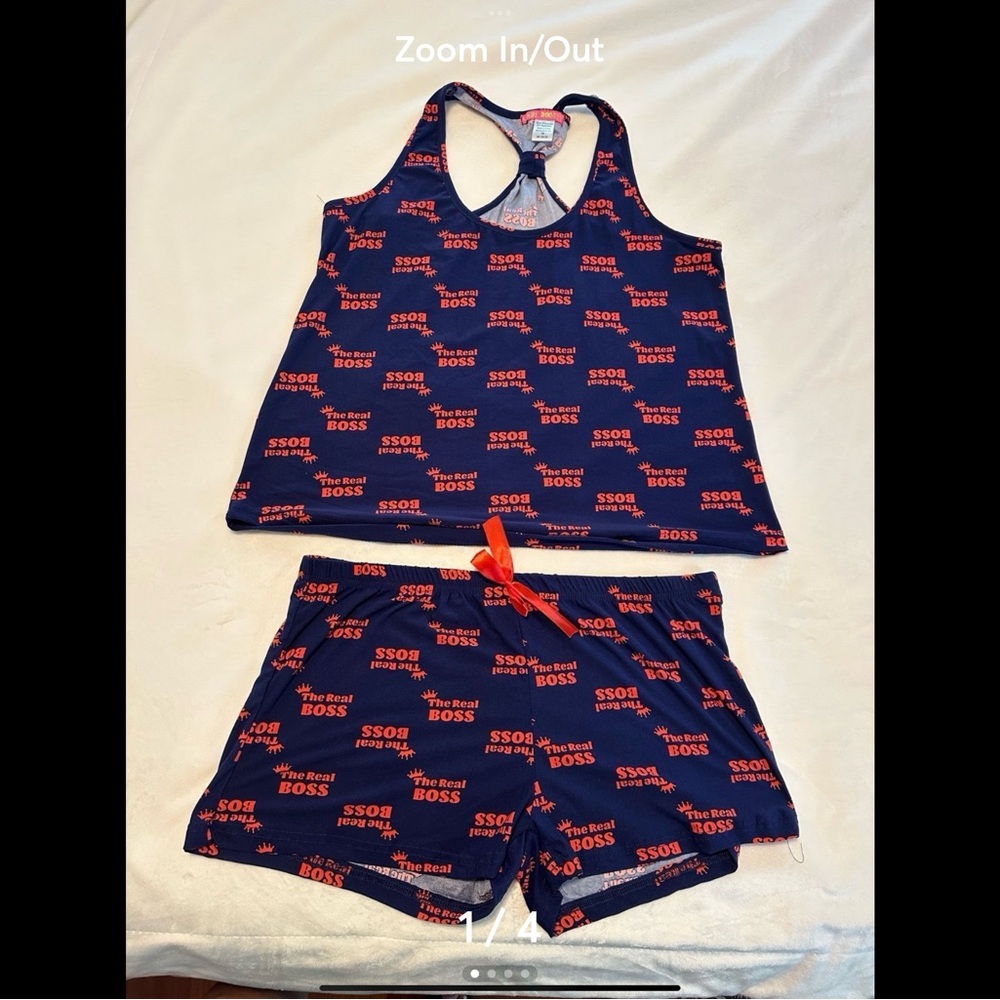 Boss Navy and Red Women's Pajama Set